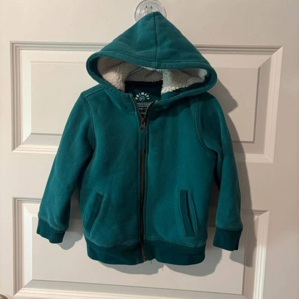 Primary Sherpa Lined Zip Hoodie Teal Toddler 2-3 Years Hooded Jacket